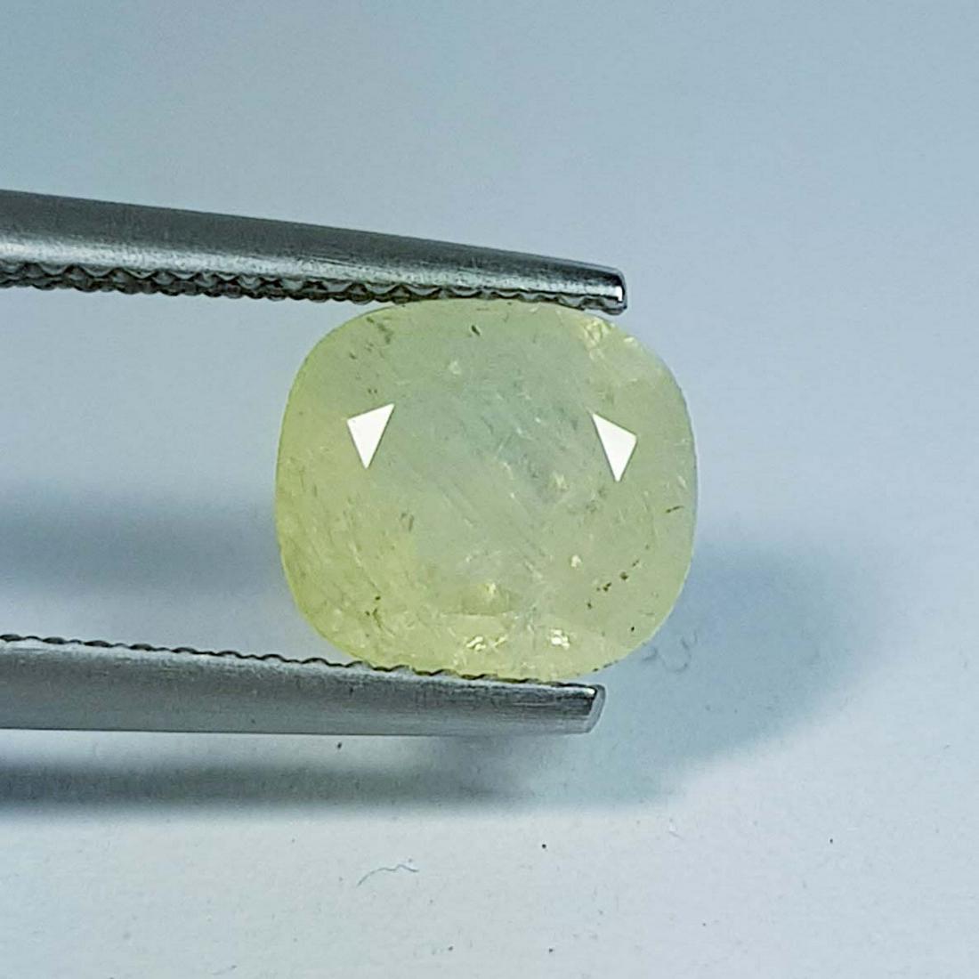 2.41 ct Natural Unheated Lemon Sapphire: No Reserve! Title: 2.41 ct Natural Unheated Lemon Sapphire Color/Clarity: Lemon / VS Gemstones: Sapphire Carat Weights: 2.41 Size/Dimensions: 8.50 x 7.70 x 4.00 Additional Information: Cushion / Srila