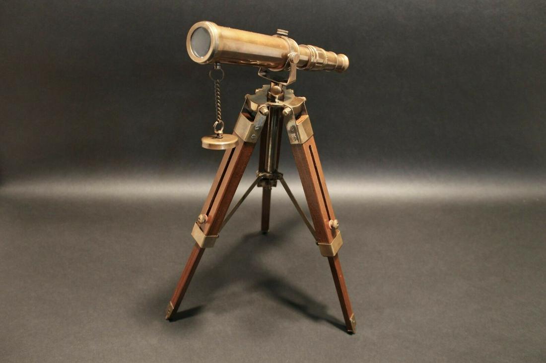 Solid Brass Telescope & Wood Tripod (1 of 12)