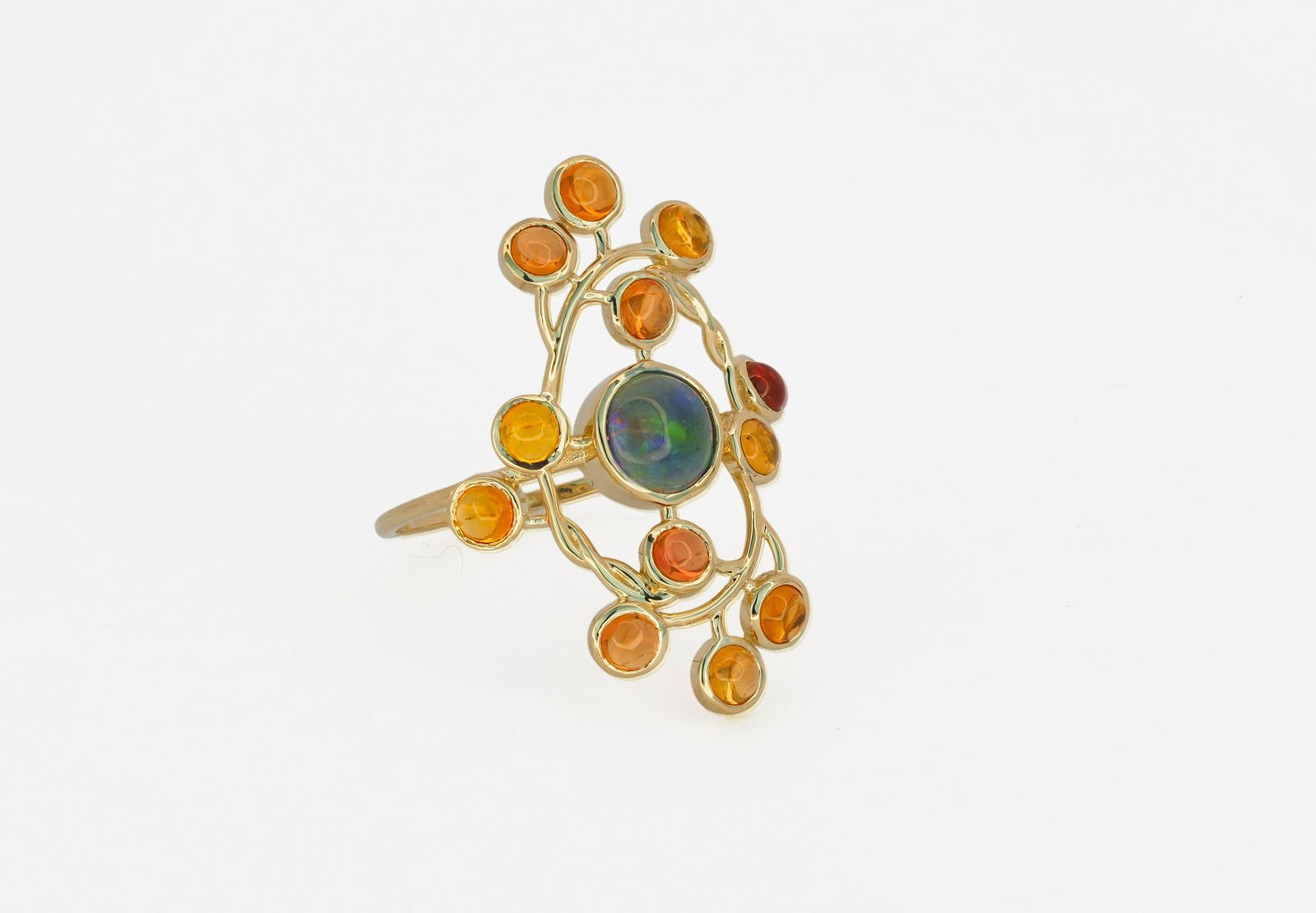 Opal and sapphires 14k gold ring (1 of 8)