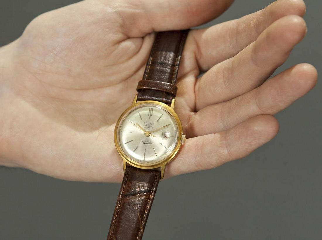 Poljot deluxe automatic vintage men wrist watch: Band material: Leather Gold, Stainless steel Poljot deluxe automatic vintage men wrist watch russian antique unisex white USSR watches Vintage watch Poljot, Soviet men's watch, watches for men, watch