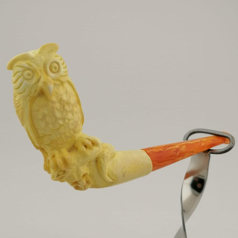 Owl with Skull and Snake Meerschaum Cigarette Holder (1 of 8)