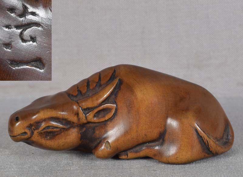 19c netsuke ZEBU OX by Meikeisai HOICHI ex Mang Collection (1 of 6)