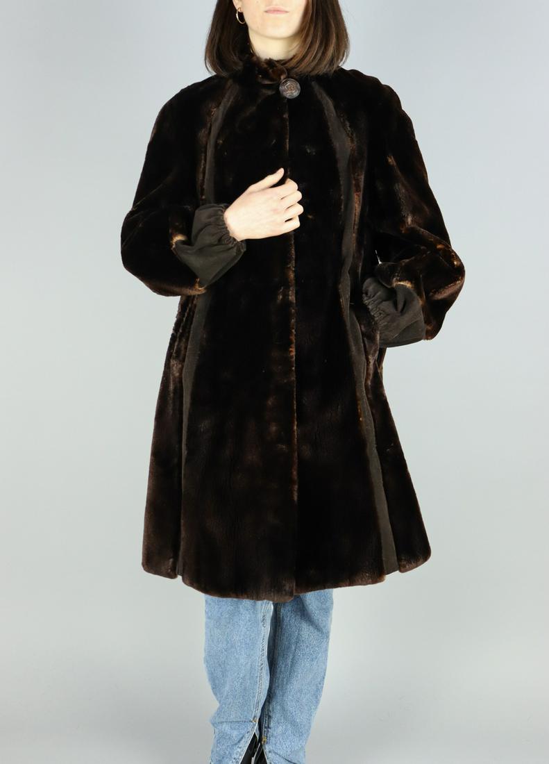 BROWN SHEARED BEAVER FUR COAT - US 16 - EU L (1 of 11)