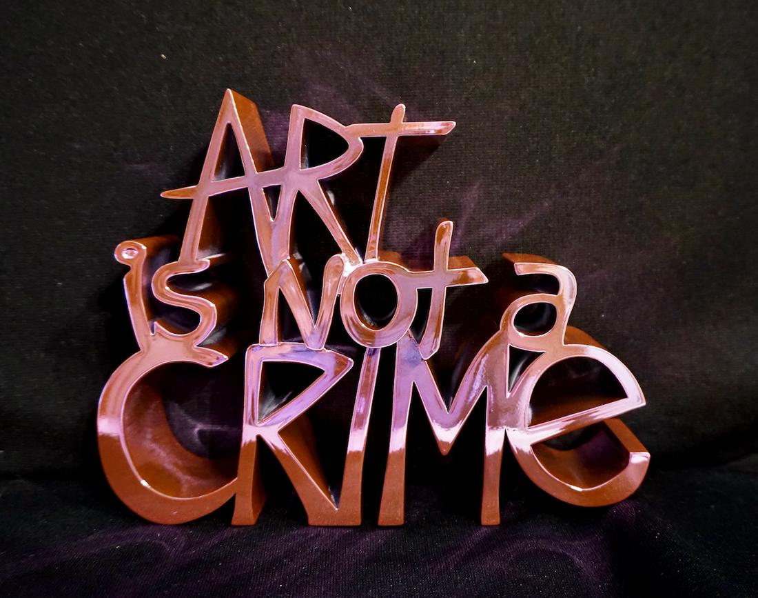 Mr. Brainwash Art Is Not A Crime Hard Candy Pink Sculpture (1 of 2)