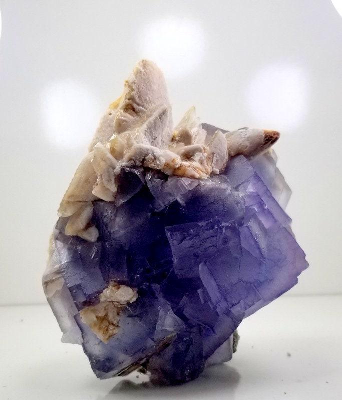 1256 Grams Very Beautiful Natural Blue Phantom Coubic Flourite With Dogtooth Calcite Specimen From (1 of 9)