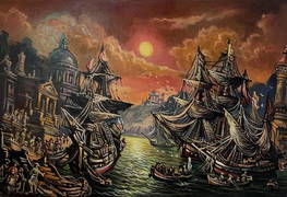 Oil painting Red sunset Alexander Arkadievich Litvinov (1 of 8)