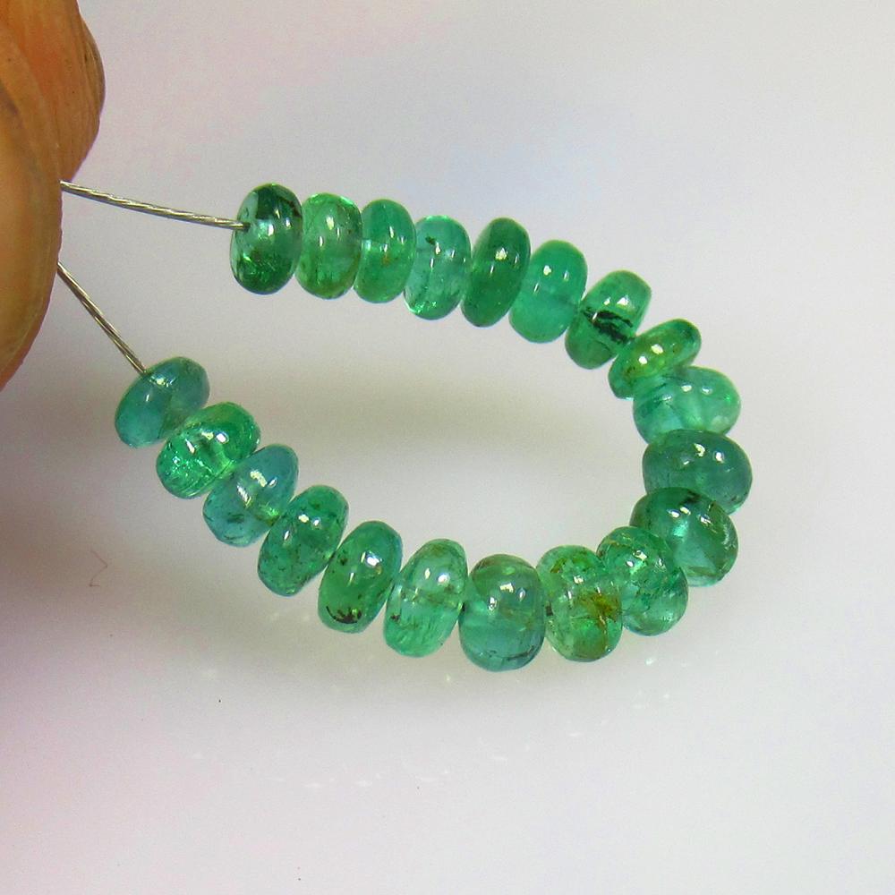 4.07 Ct Natural 20 Emerald Round Beads (1 of 2)