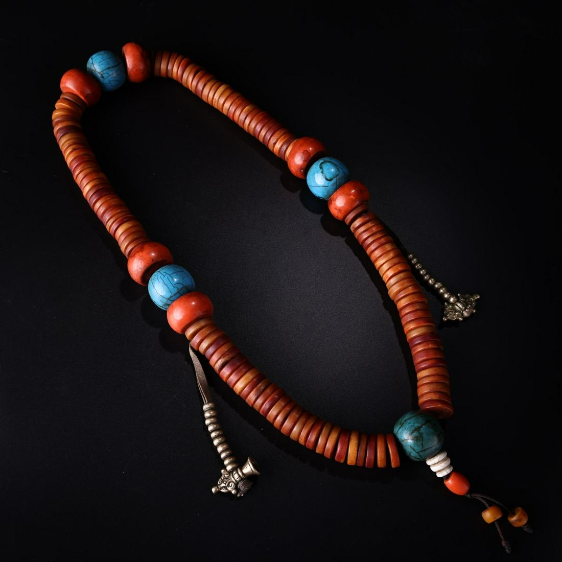 Vintage Tibetan Buddhism Gabbra Bone & Silver & Turquoise Bracelet: Title: Vintage Tibetan Buddhism Gabbra Bone & Silver & Turquoise Bracelet Date Period: N/A Origin: N/A Materials: Bone Dimensions: Dimension: 21 (mm) 0.83(inches) Weight 1.39 lbs/630 g The wooden stan