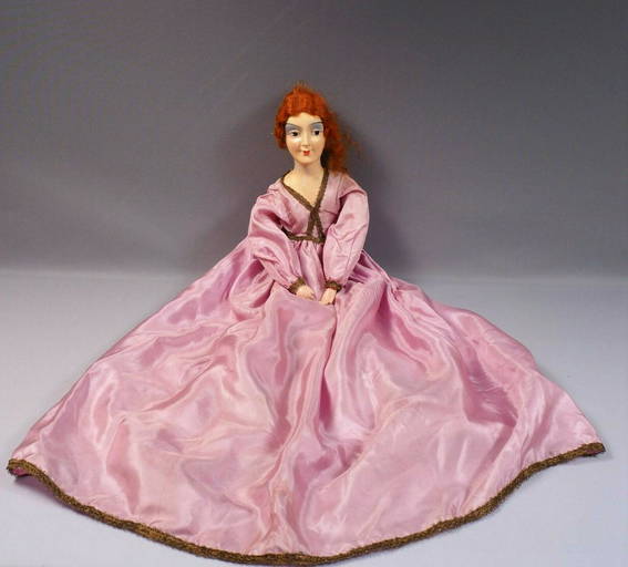 French Boudoir Doll Composition Cloth Antique Art Nouveau Purple Large 28"