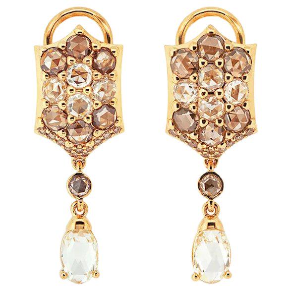 18K Gold A Touch of Alchemy Earrings with White and Brown Diamonds (1 of 6)