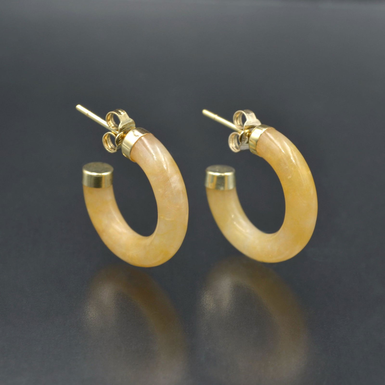 Yellow Jade and Gold Hoop Earrings (1 of 8)