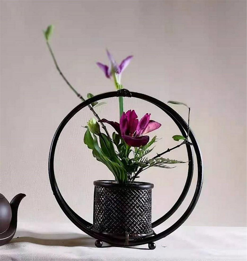 Japanese bamboo woven flower basket (1 of 6)