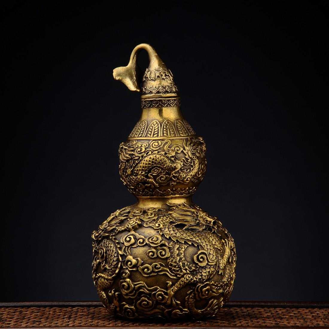 Chinese bronze gourd sculpture (1 of 6)