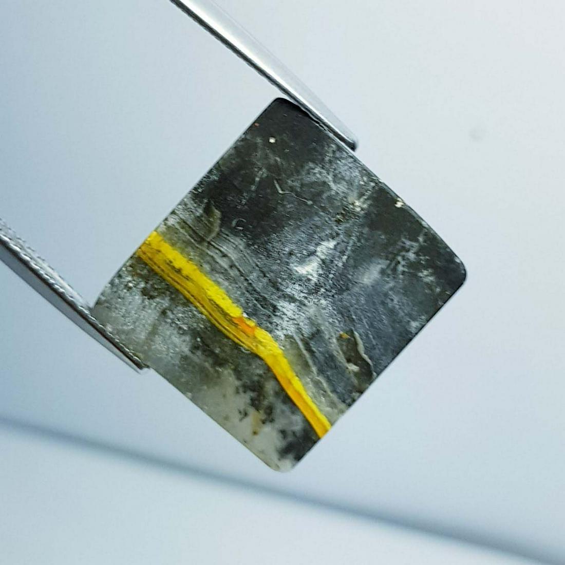 28.32ct Natural Bumble Bee Jasper: No Reserve! Title: 28.32ct Natural Bumble Bee Jasper Color/Clarity: Yellow / Opaque Gemstones: Jasper Carat Weights: 17.90ct Size/Dimensions: 18.78 x 16.76 x 5.76 Additional Info: Octagon / Brazil Shi