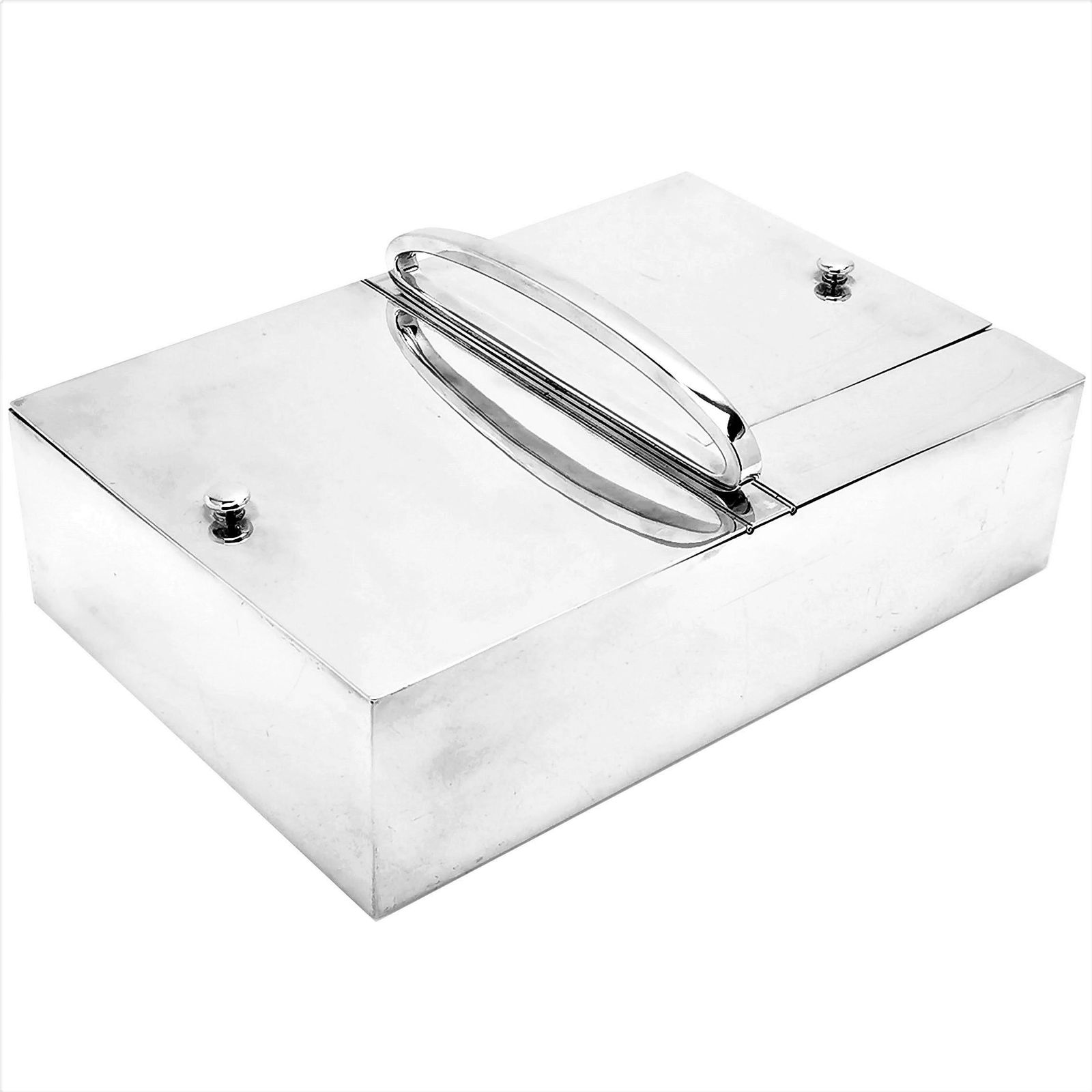 Large Antique French Solid Silver Cigar Box Cigarette Smokers Companion c. 1910