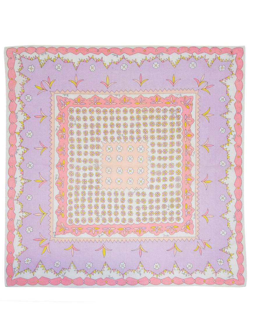 1970s Emilio Pucci Pastel Flower Print Cotton Scarf (1 of 5)