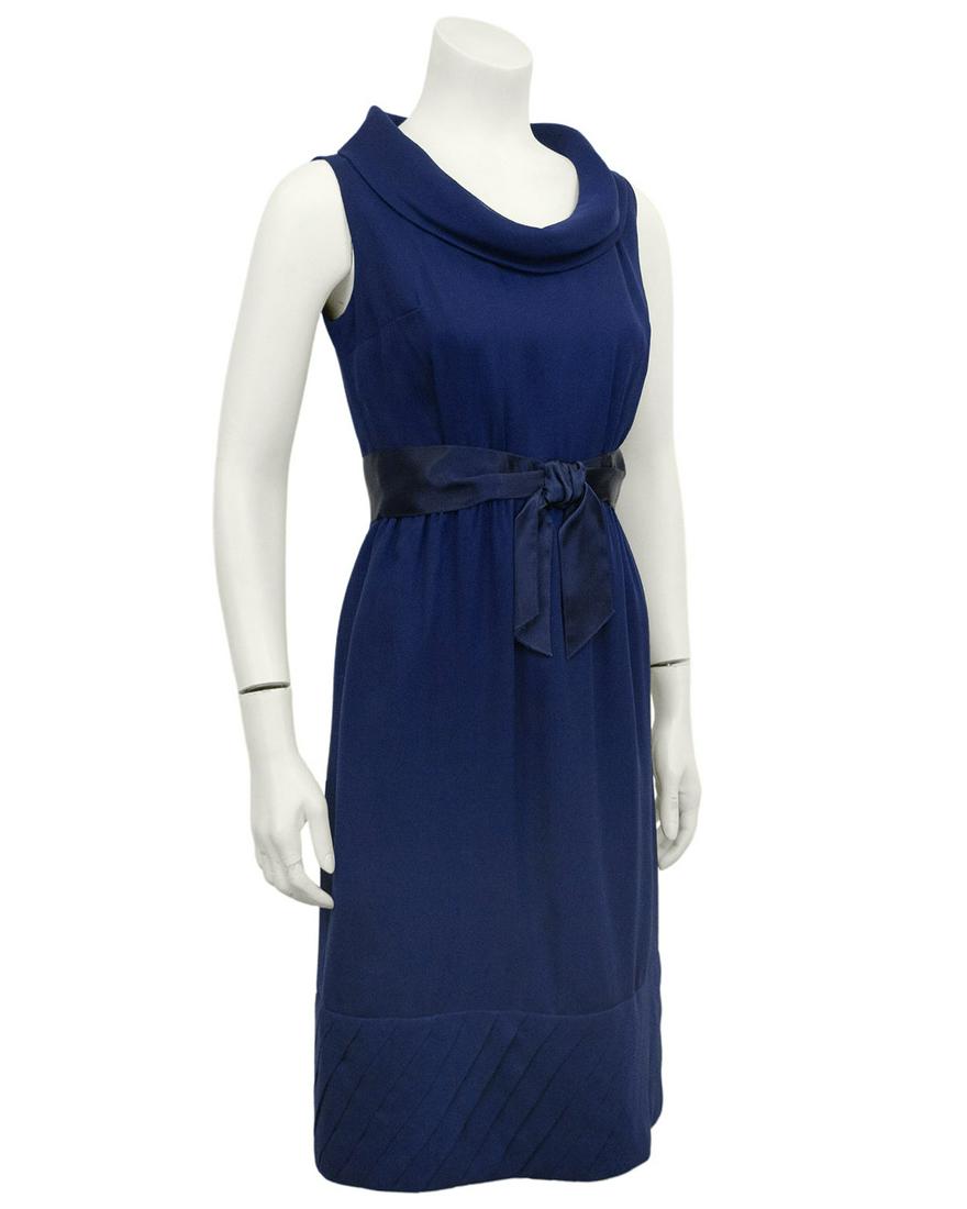 Roger Freres Navy Blue Silk Chiffon Cocktail Dress (1 of 7)