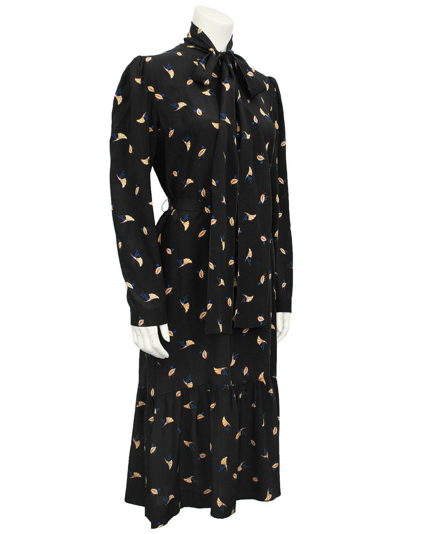 Guy Laroche Black Silk Leaf Print Dress (1 of 8)