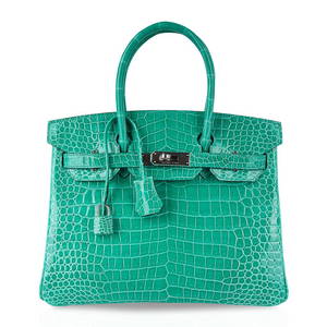 Hermes Birkin 30 Vert Jade Porosus Crocodile Bag Palladium Hardware