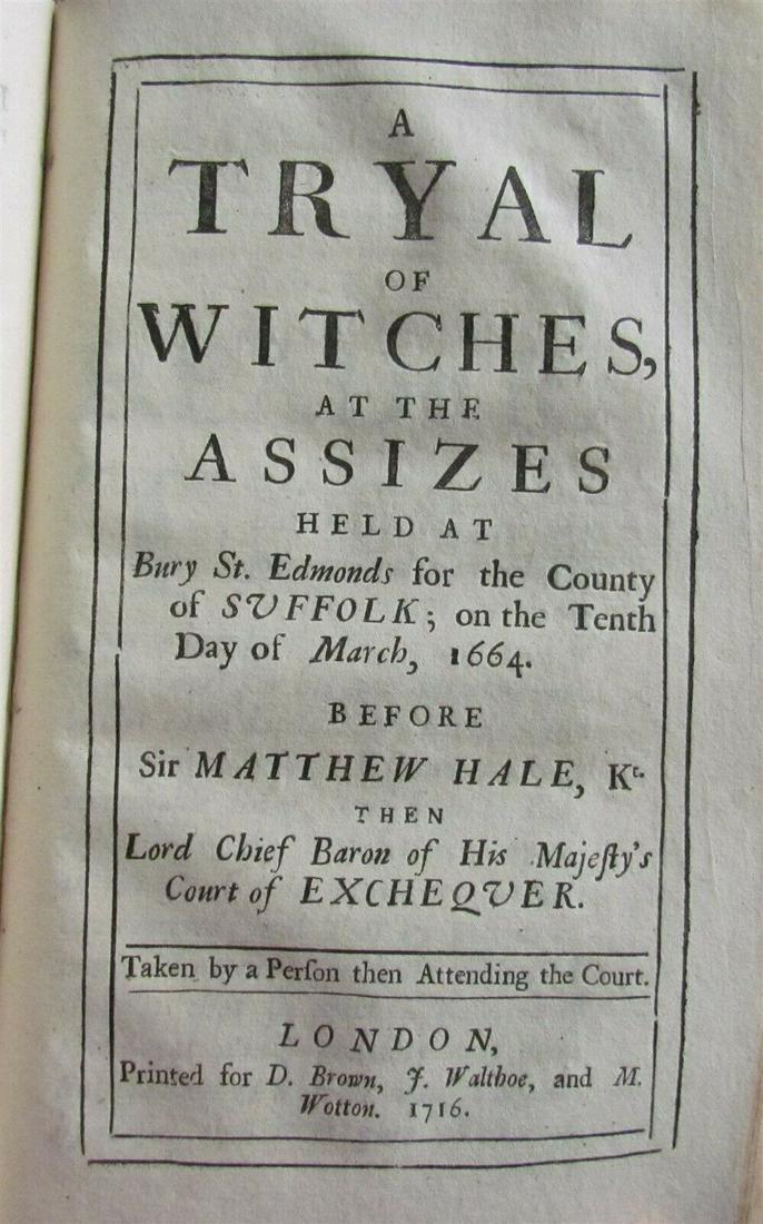 1716 WITCHCRAFT Tryal of Witches antique Pleas of the Crown Matthew Hale LAW (1 of 9)