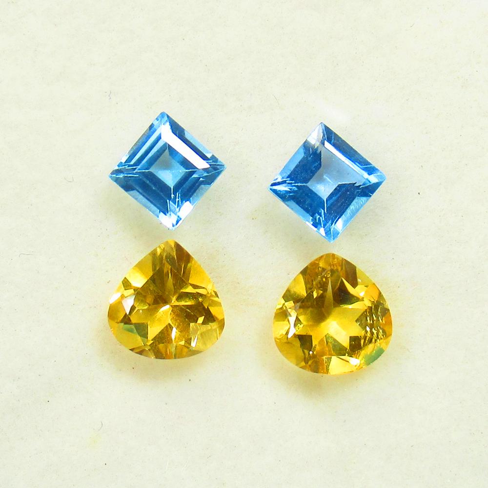 3.78 Ctw Natural Blue Topaz , Citrine Earring Set (1 of 3)