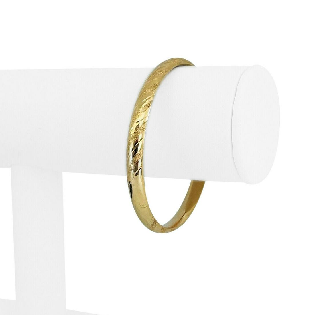 14k Yellow Gold 6.2g Ladies Hollow Vintage 6mm Striped Bangle Bracelet 7" (1 of 6)