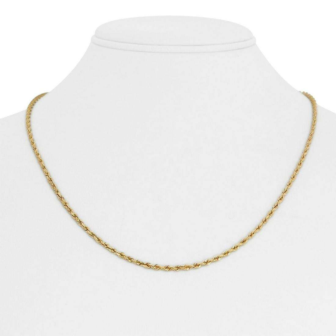 14k Yellow Gold 9.8g Solid Thin 2mm Diamond Cut Rope Chain Necklace 20" (1 of 9)