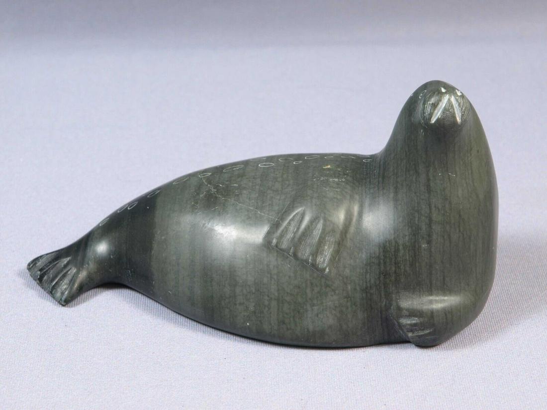 Soapstone Inuit Native Canada Figurine Seal Sea Lion Canada SIGNED (1 of 6)