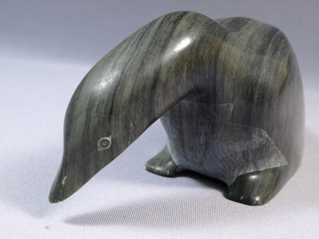 Inuit Eskimo Native American Soapstone Carving Bird Goose Duck Loon SIGNED LARGE (1 of 5)