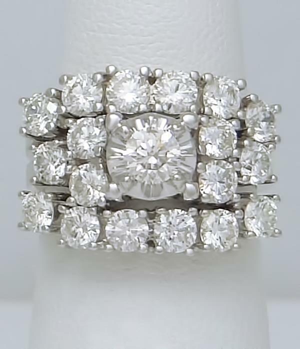 NEW 14k WHITE GOLD 2.78ct ROUND DIAMOND TRIO ENGAGEMENT RING 2 WEDDING BAND SET (1 of 12)
