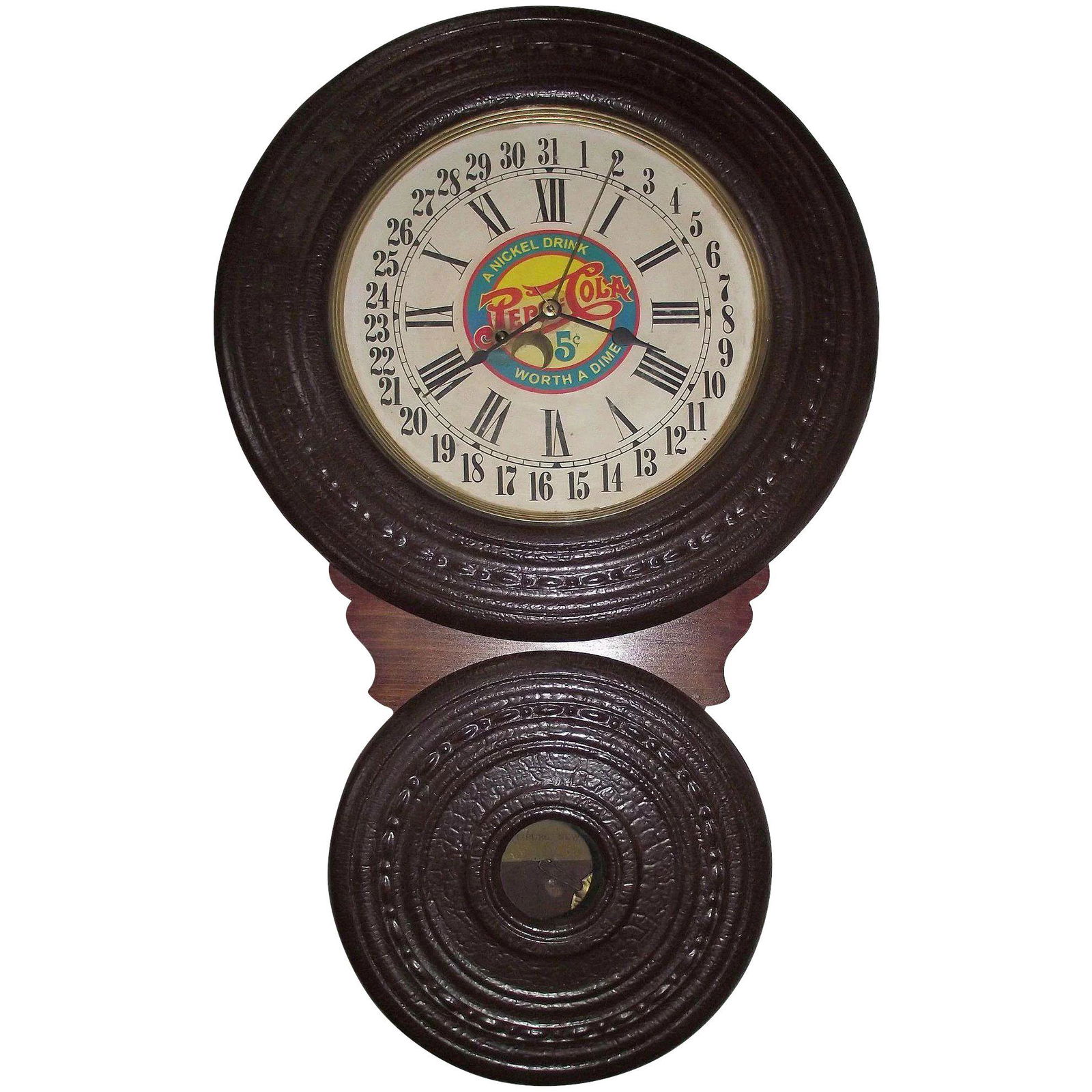 Baird "Saranac" Model Wall Clock with "Pepsi-Cola" One-Off Advertising with Calendar Date !!! (1 of 9)