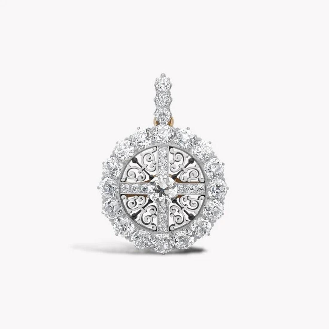 Edwardian Black Frost Twenty Nine Stone Diamond Brooch with White and Black Enamel Design: Title: Edwardian Black Frost Twenty Nine Stone Diamond Brooch with White and Black Enamel Design Additional Information: Edwardian Black Frost Twenty Nine Stone Diamond Brooch with White and Black Ena