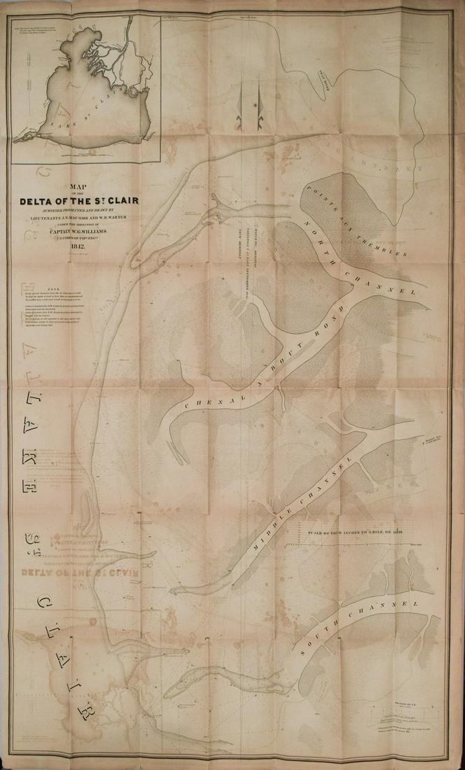 1842 US Army Map of Lake St. Clair by Detroit -- Map of the Delta of the St. Clair… (1 of 1)