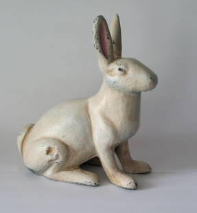 Antique Cast Iron Garden Rabbit: Title: Antique cast iron garden rabbit.Provenance/Additional Info: Nice antique heavy cast iron garden rabbit in "out of the garden" condition. This is quite heavy and has a history of being painted