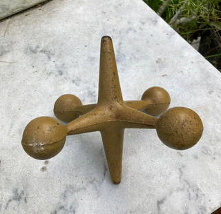 20thc Cast Iron Jack Doorstop With Original Light Mustard Paint: Title: 20thc cast iron Jack doorstop with original light mustard paintProvenance/Additional Information: GC. 8" tip to tip. Shipping:Domestic: Flat-rate of $16.00 to anywhere within the contiguous