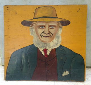 Dated 1890 Folk Art Painting Of "cy" On Pine