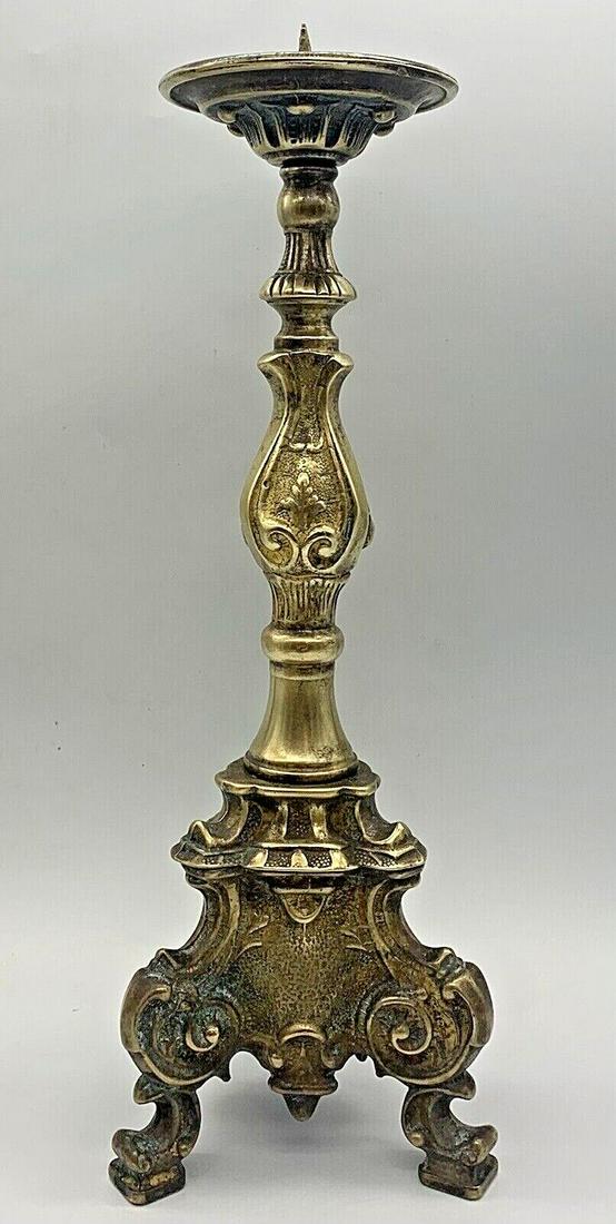 Stunning Solid Brass Victorian Single Candlestick Candle Holder 15" (1 of 8)