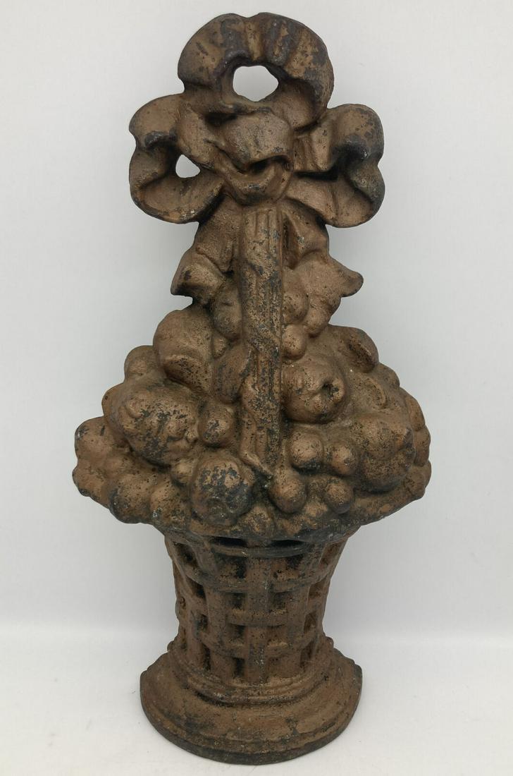 Antique Hubley Tall Fruit Basket Doorstop #11 (1 of 7)