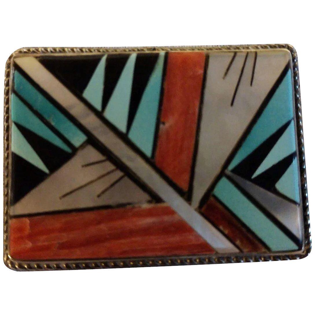 Vintage Native American Sterling Silver Multi Stone Brooch (1 of 5)