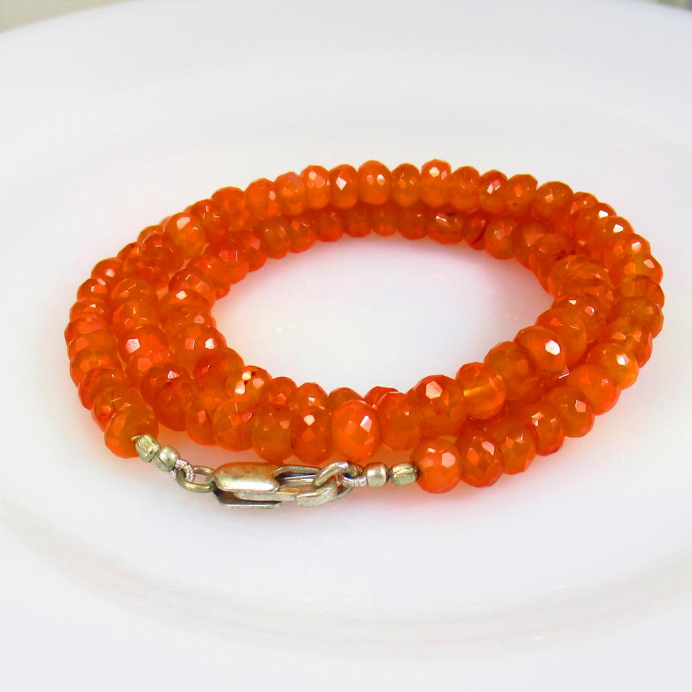 152.19 Ctw Natural 117 Drilled Orange Carnelian 925 Silver Necklace (1 of 2)