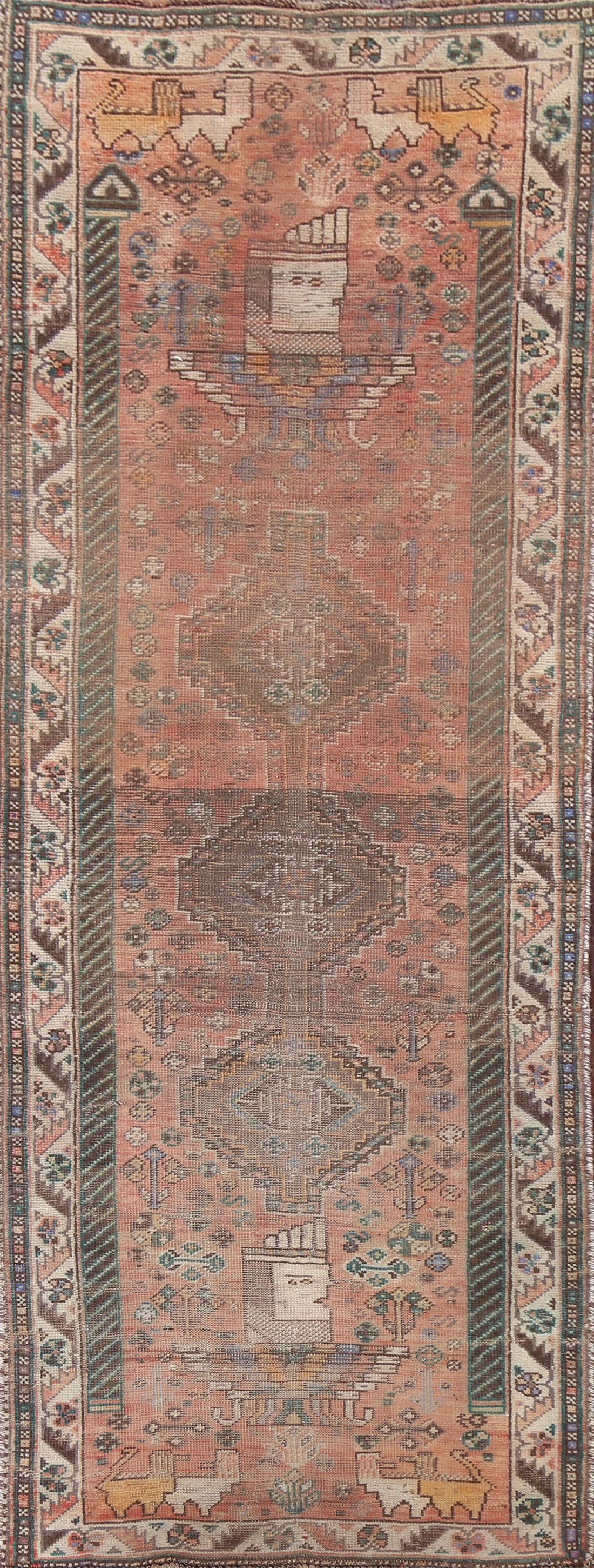 Pre-1900 Antique Vegetable Dye Shiraz Persian Rug 3x8 (1 of 16)