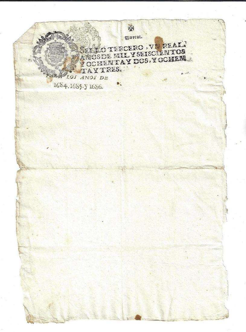 1686 Colonial Peru Stamped Paper (1 of 1)