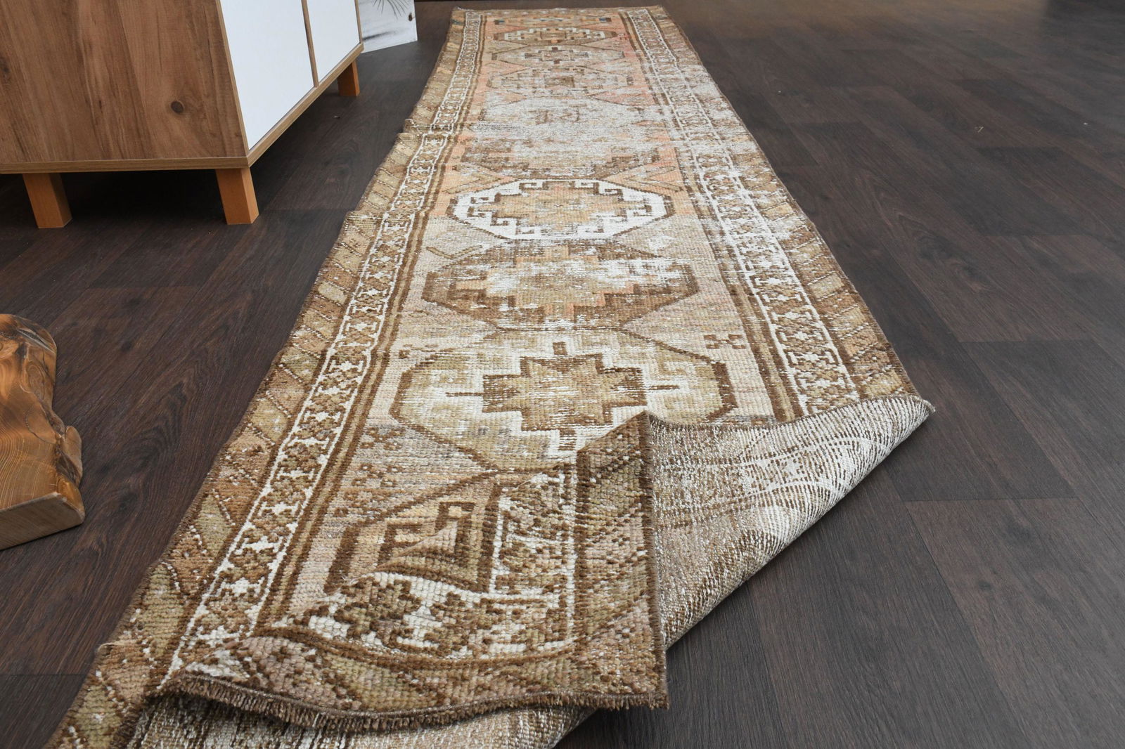 2.6x11.6 Ft Handmade Turkish runner rug, Oushak runner rug, (1 of 9)