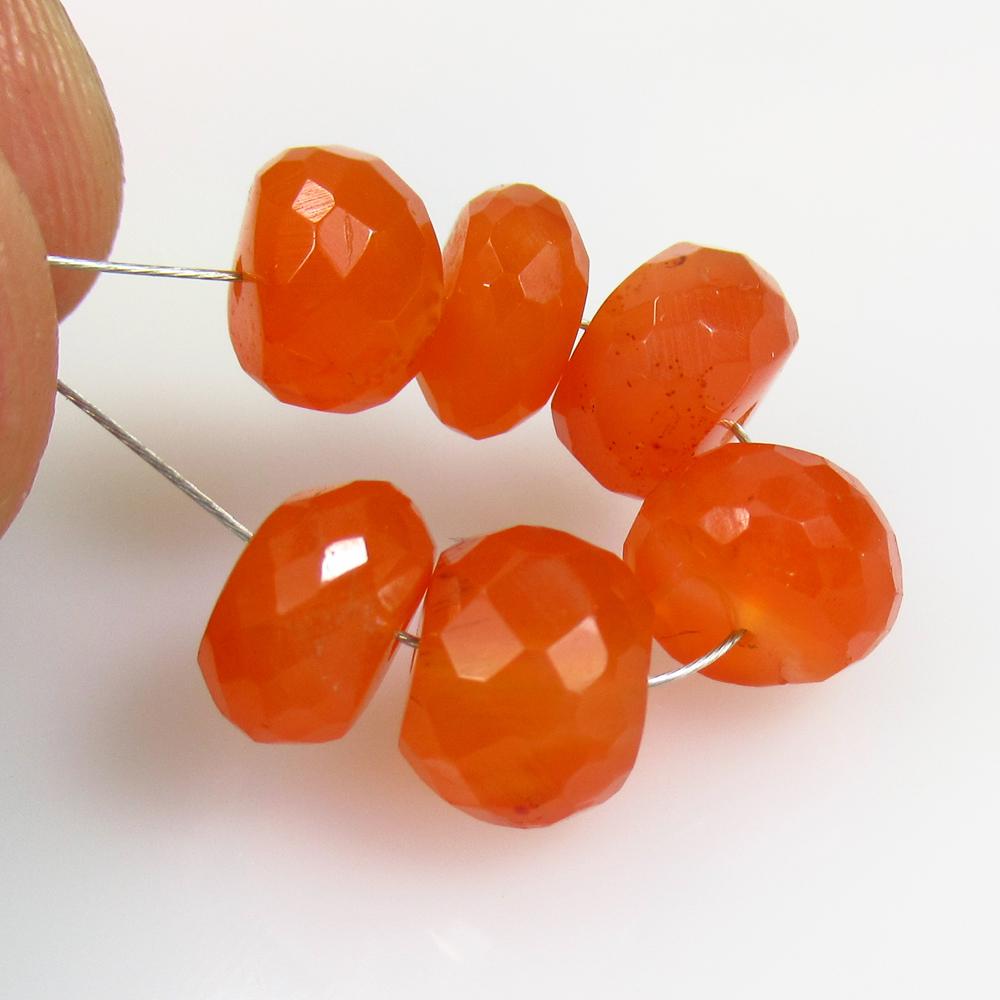 15.38 Ct Natural 6 Drilled Orange Carnelian Round Beads: No Reserve! Title: 15.38 Ct Natural 6 Drilled Orange Carnelian Round Beads Stone Clarity: Semi-Transparent Gemstones: Natural Carnelian Beads Size/Dimensions: 15.38 Carat Weights: 7.70 - 8.40 mm / 6 P