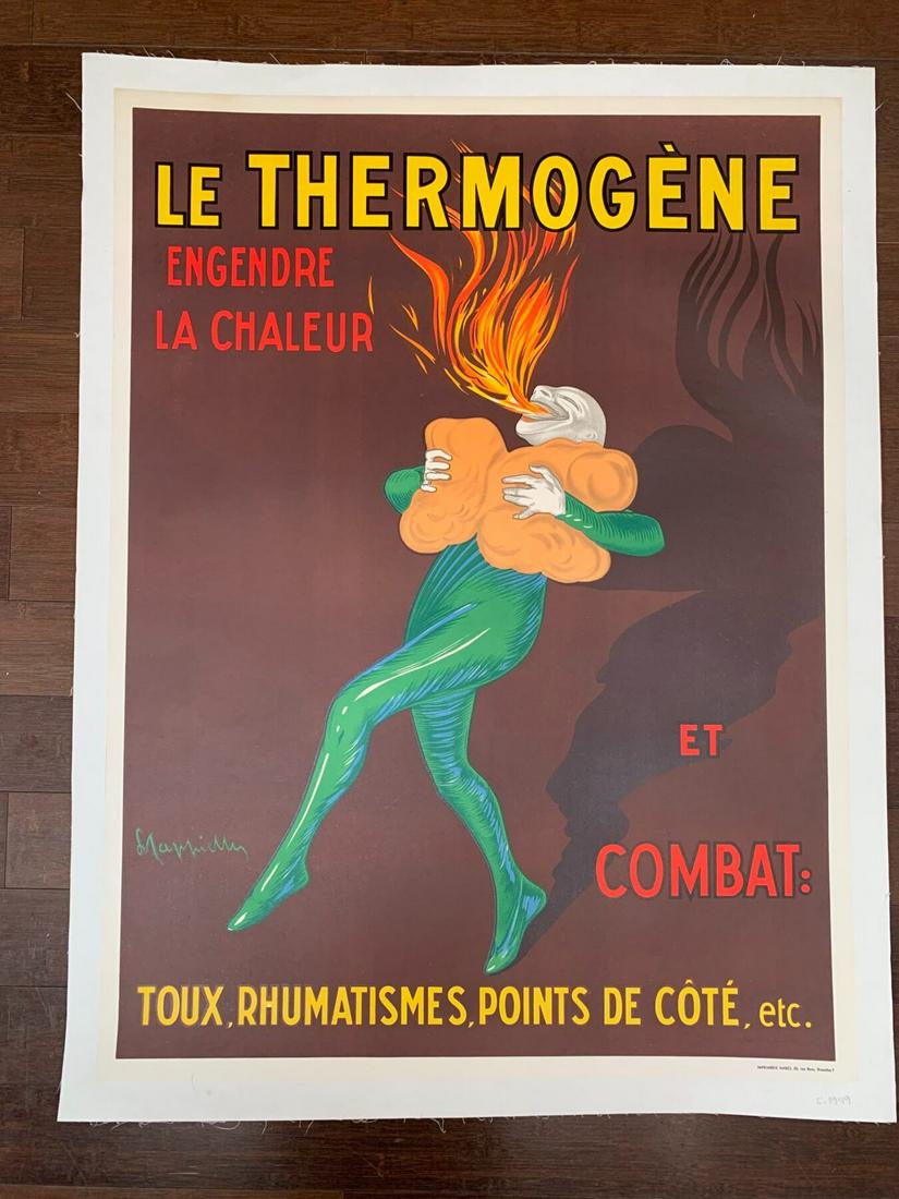 La Thermogene - Art by Capiello (R.1950) 29.5" x 39" French Advertising Poster LB: Leonetto Cappiello (9 April 1875 – 2 February 1942) was an Italian and French poster art designer and painter, who mainly lived and worked in Paris. He is now often called 'the father of modern