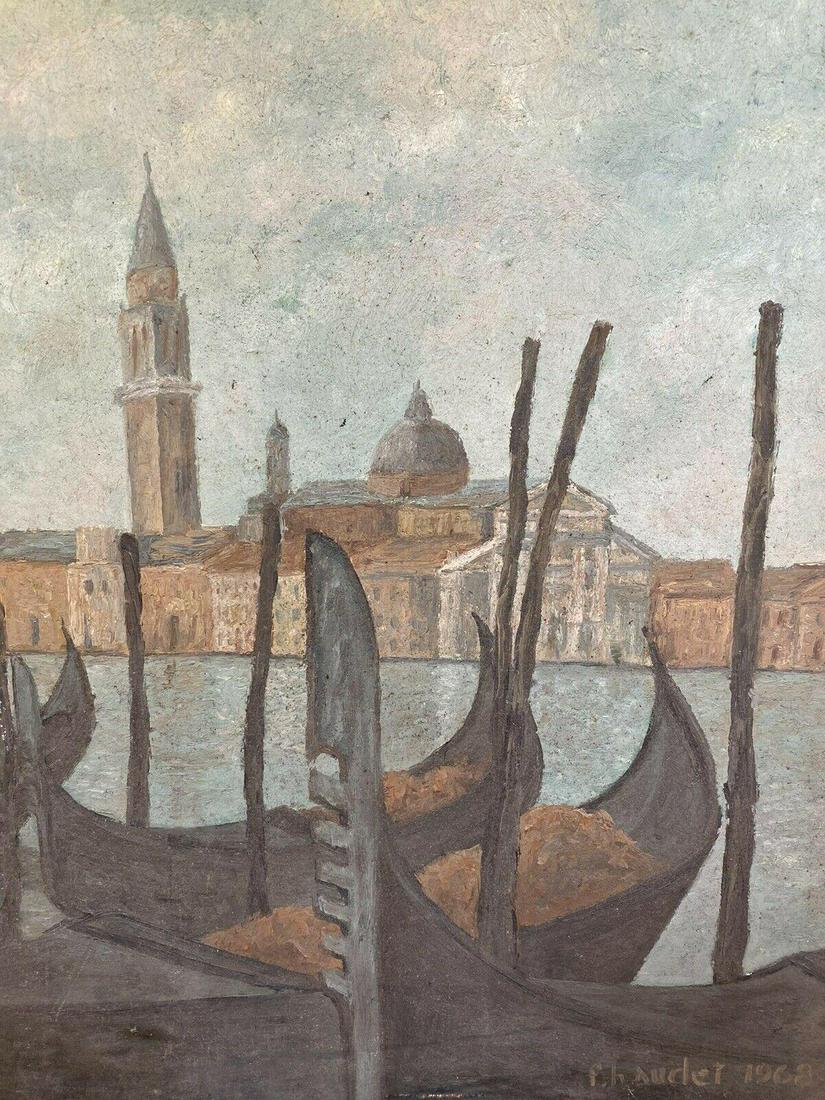 FERNAND AUDET (1923-2016) FRENCH IMPRESSIONIST OIL - VIEW OVER VENICE FROM CANAL Mid 20th Century: Venice by Fernand Audet (French, Tarascon 1923- Mulhouse 2016) signed bottom right & verso oil painting on board, unframed painting: 18 x 14 inches A fine 20th century oil painting by the listed Frenc