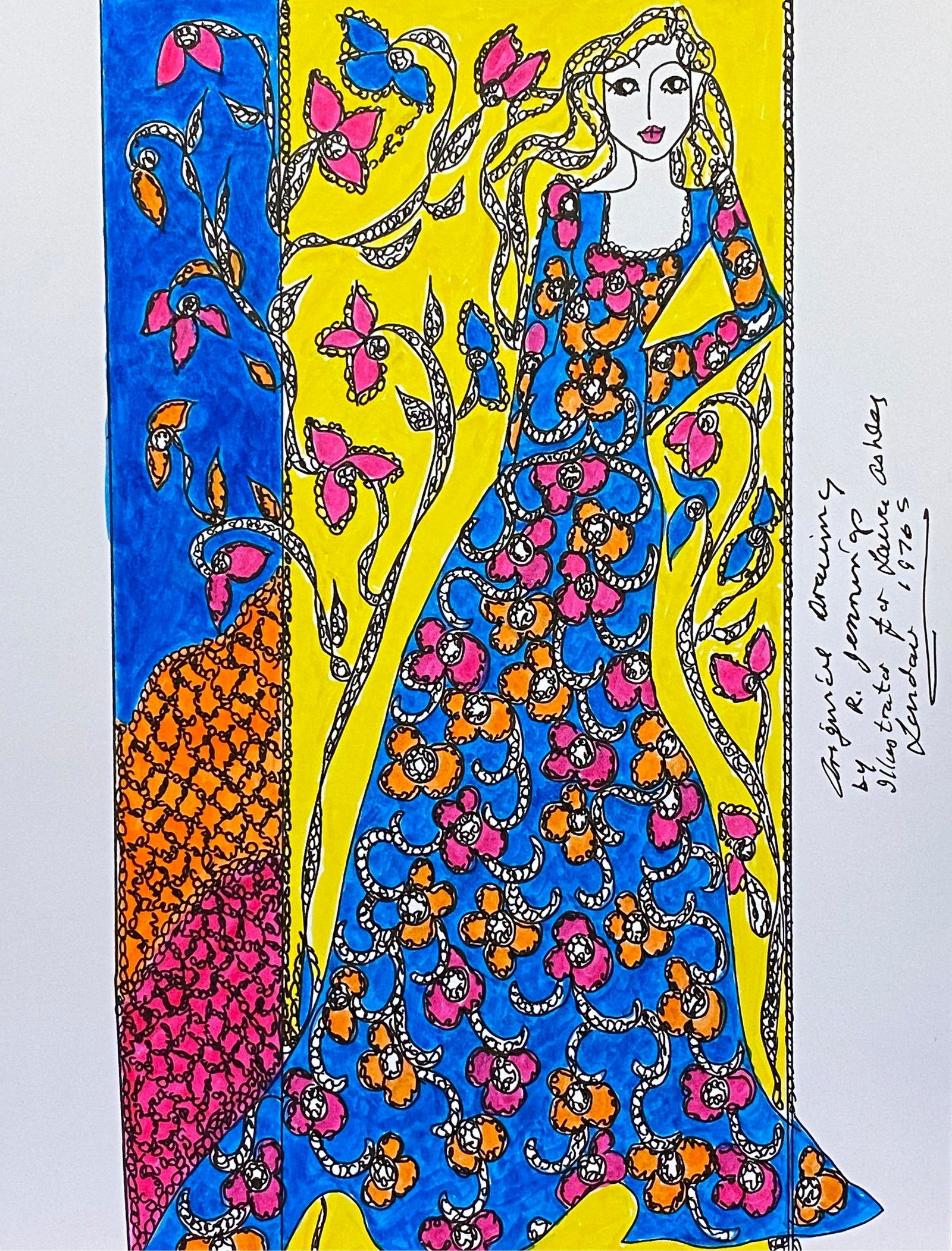 Original Fashion Design Illustration Watercolor Painting Laura Ashley Designer c. 2000's (1 of 6)