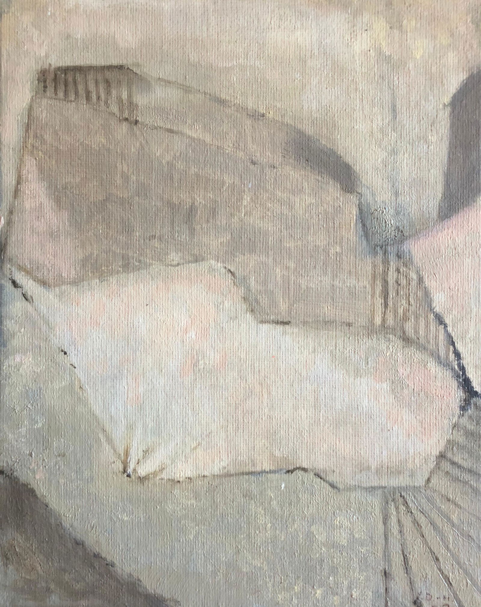 Soft Pinks & Ochre Colours - French Expressionist Abstract Oil Painting c.2009 (1 of 6)