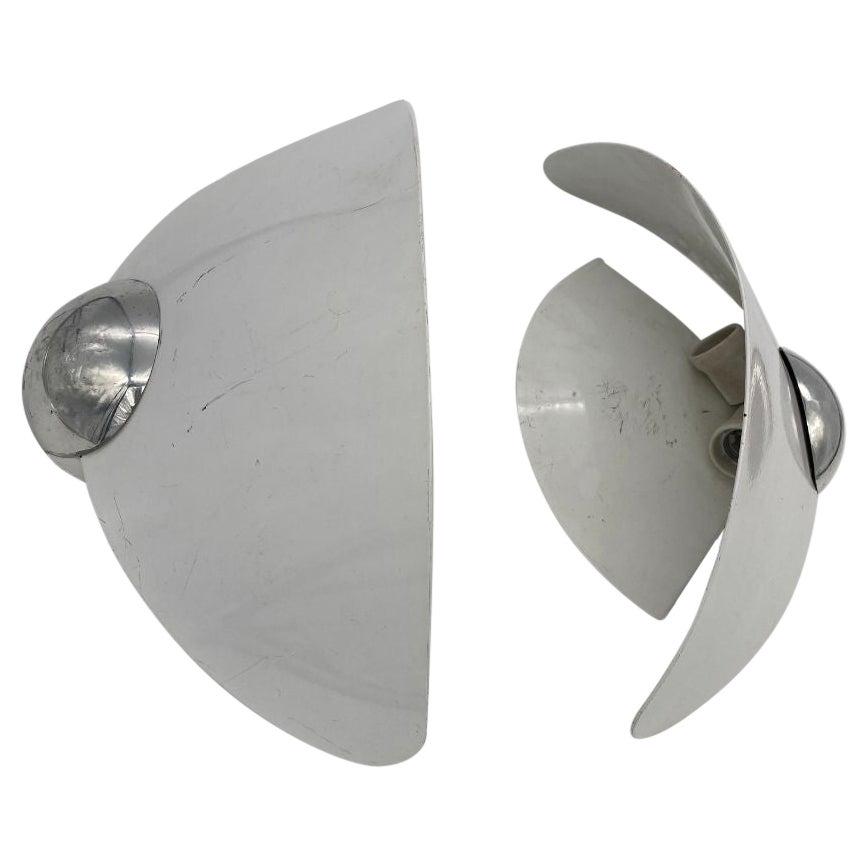 Perry King, Santiago Miranda Arteluce "Aura" Wall Sconce Pair of Two: Title: Perry King, Santiago Miranda Arteluce "Aura" Wall Sconce Pair of Two Description: Pair of Aura wall lights made by the famous designer's Perry King & Santiago Miranda in 1989 and produced by Ar