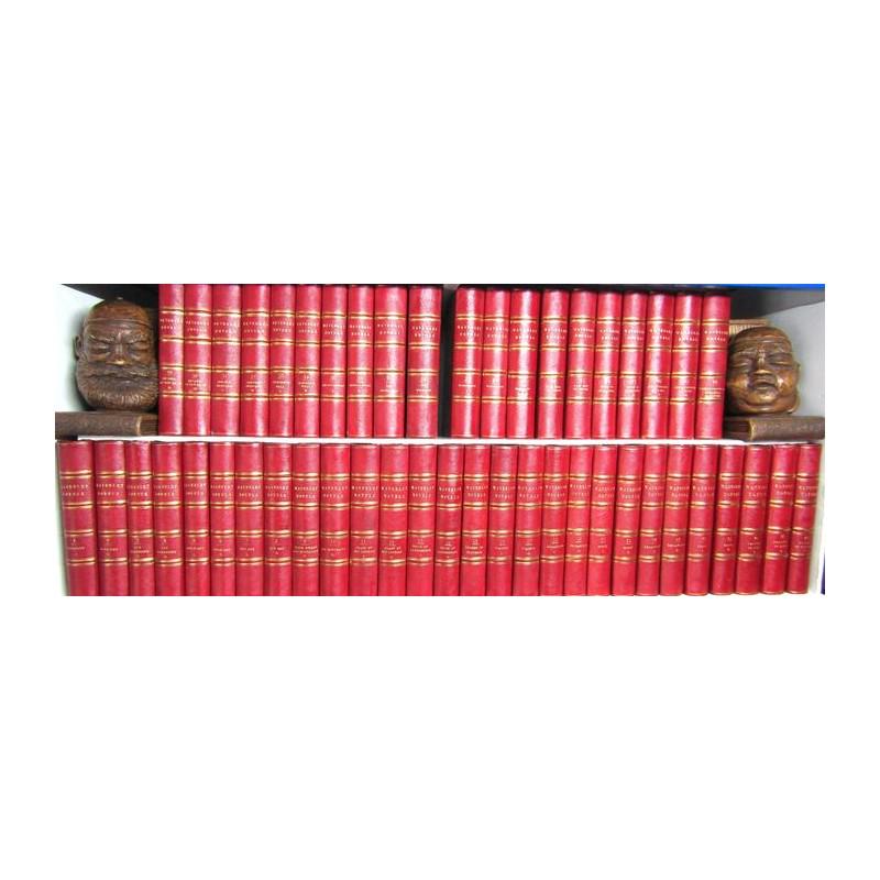 Waverley Novels: FIRST EDITIONS. FINE BINDINGS. 48 volumes. Uniform contemporary half morocco. Engraved frontispiece and title. Colour endpapers. Marbled page-blocks. Four raised bands with gilt borders. Gilt titles o